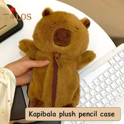 Capybara Shape Pencil Case Large Capacity Zipper Closure Plush Pencil Pouch Kids Friends Classmates Multi-Functional Bag