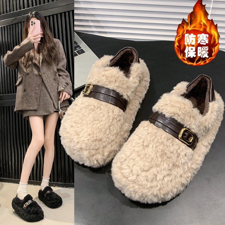 Mao Mao Shoes Women Wear Warm Doudou Shoes In Winter New Thick Soles Heightening Internet Celebrities Pregnant Women Cotton Shoes