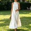 Summer Maxi Dress for Women Sleeveless Halter A-line Long Dress Casual Flowy Beach Vacation Sundress