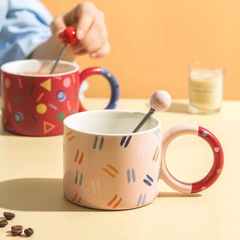 Ins Style High Value Mug Creative Cute Drinking Cup Girls Ceramic Cup Office Couple Coffee Cup