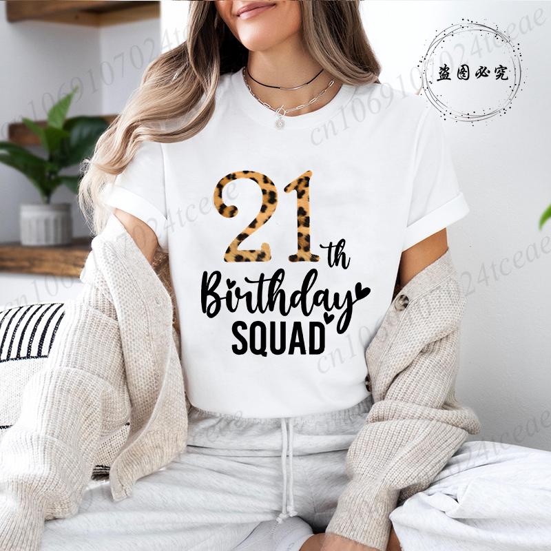 It's My 21th Birthday Leopard Birthday Vintage Graphic TShirt Unisexs Short Sleeve Crew Neck Casual with Retro Aesthetic Clothes