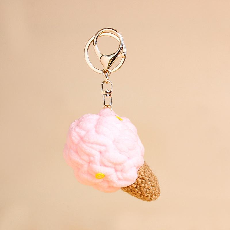 1PC Kids Kawaii Simulated Plush Ice Cream Cone Keychain Creative Cute Food Keyring Couple Key Holder Bag Pendant Decoration Toys