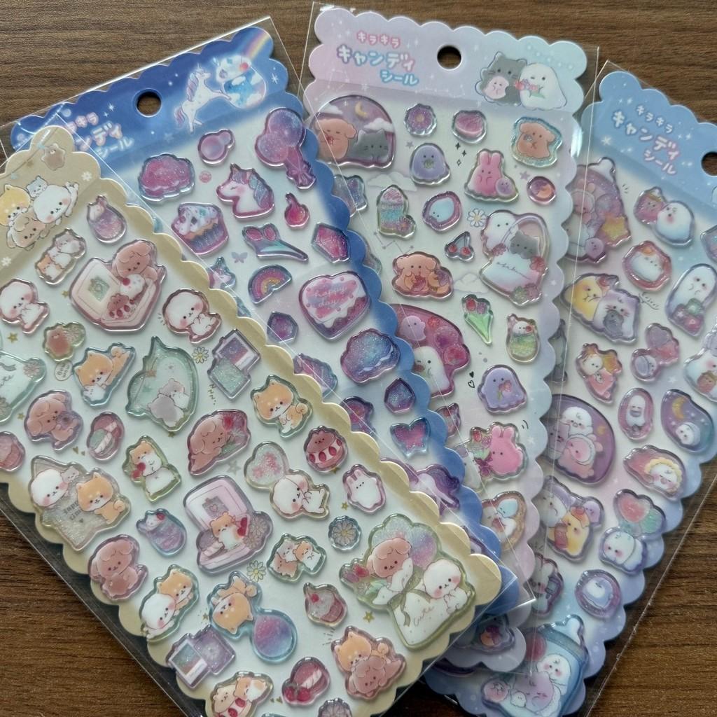 4Sheets Shiny Cute Animal Stickers Waterproof Decorative Stickers For Scrapbook Notebook Stationery Sticker Story Store