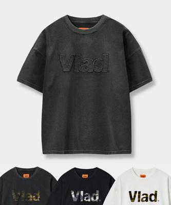 Dimiteulibeullaeg Vlad Cut-Off Applique Short Sleeve T-Shirt_4 Color