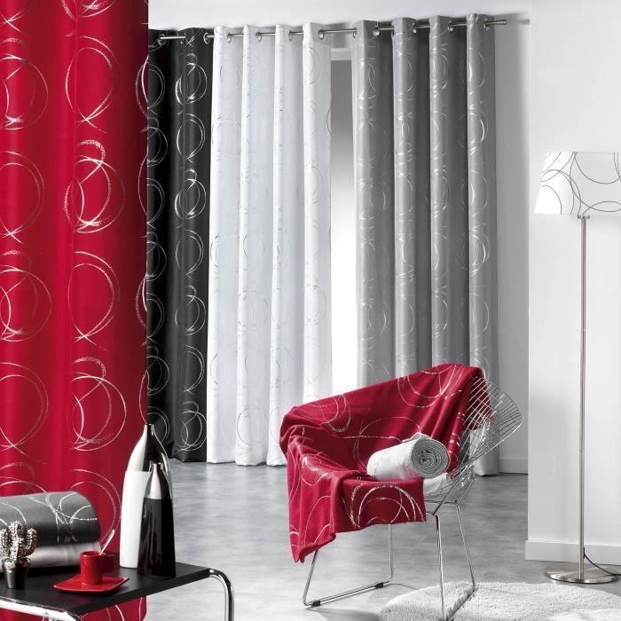 Rideau À Œillets - Argent Bully - 140 X 260 Cm - Anthracite - 100% Polyester - Contemporain