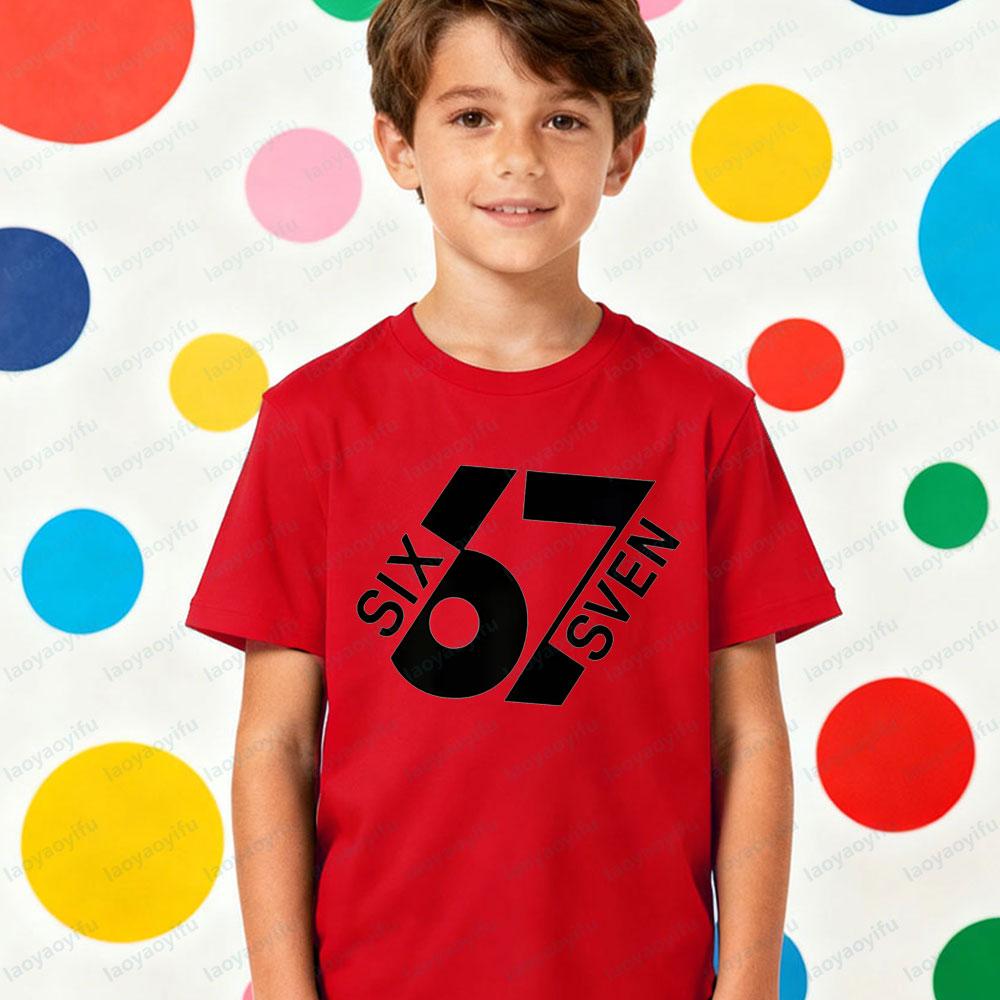 67 Meme Kids TShirt Latest Trendy Style Creative Design Six Seven Number Printed Tshirt Boys Christmas Holiday Tee Xmas Tops