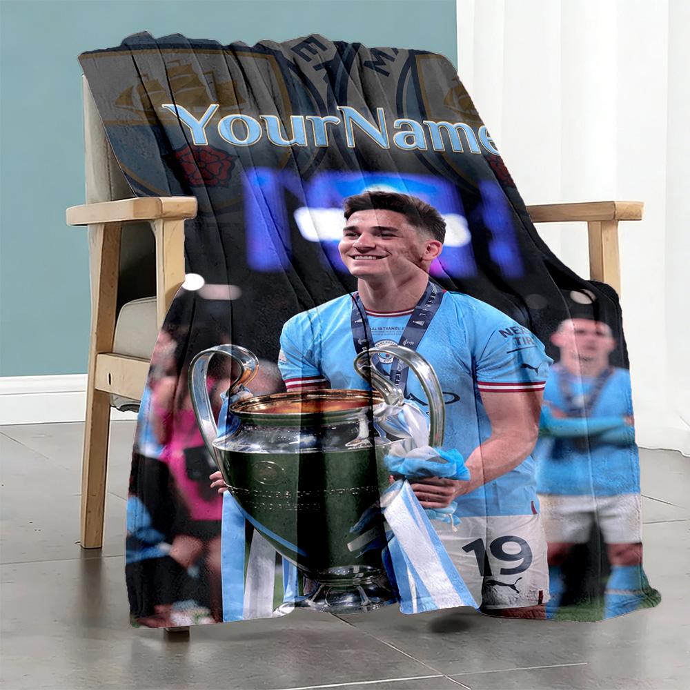 Manchester City Customize Text Blanket Gift Customizable Blanket Warmthful Decor Perfect for Nap Seaside Home Decor Chair Four Seasons Multipurpose