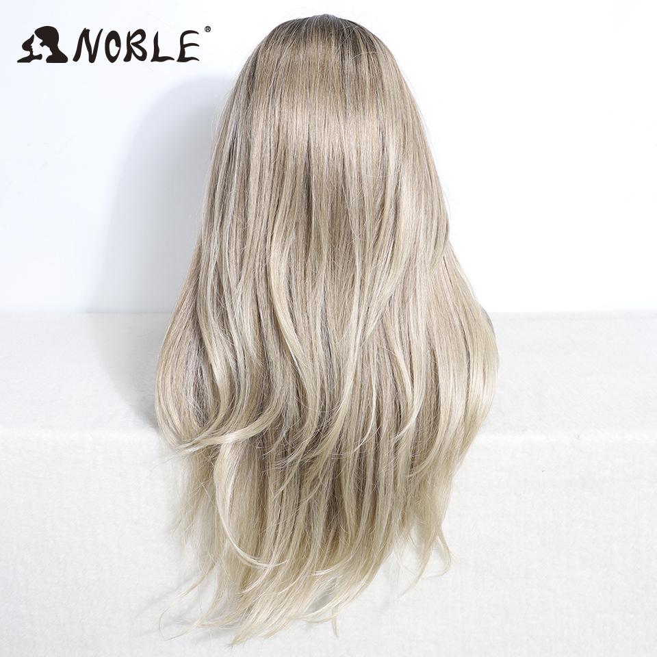 Noble Synthetic Lace Front Wig 26" Straight Ombre Lace Wig Cosplay White Wig Blonde Wigs For Women Lace Wig Synthetic Lace Wig