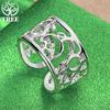 ALITREE 925 Sterling Silver Geometric Hollow Pattern Wide Ring For Women Rings Fashion Party Birthday Christmas Wedding Jewelry