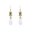 Elegant Chinese Court Style 925 Sterling Silver Earrings with Imitation Jade for Qipao and Hanfu