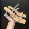 Transparent High Heels, Women's Slim Heeled Sandals, Rhinestone Sandals