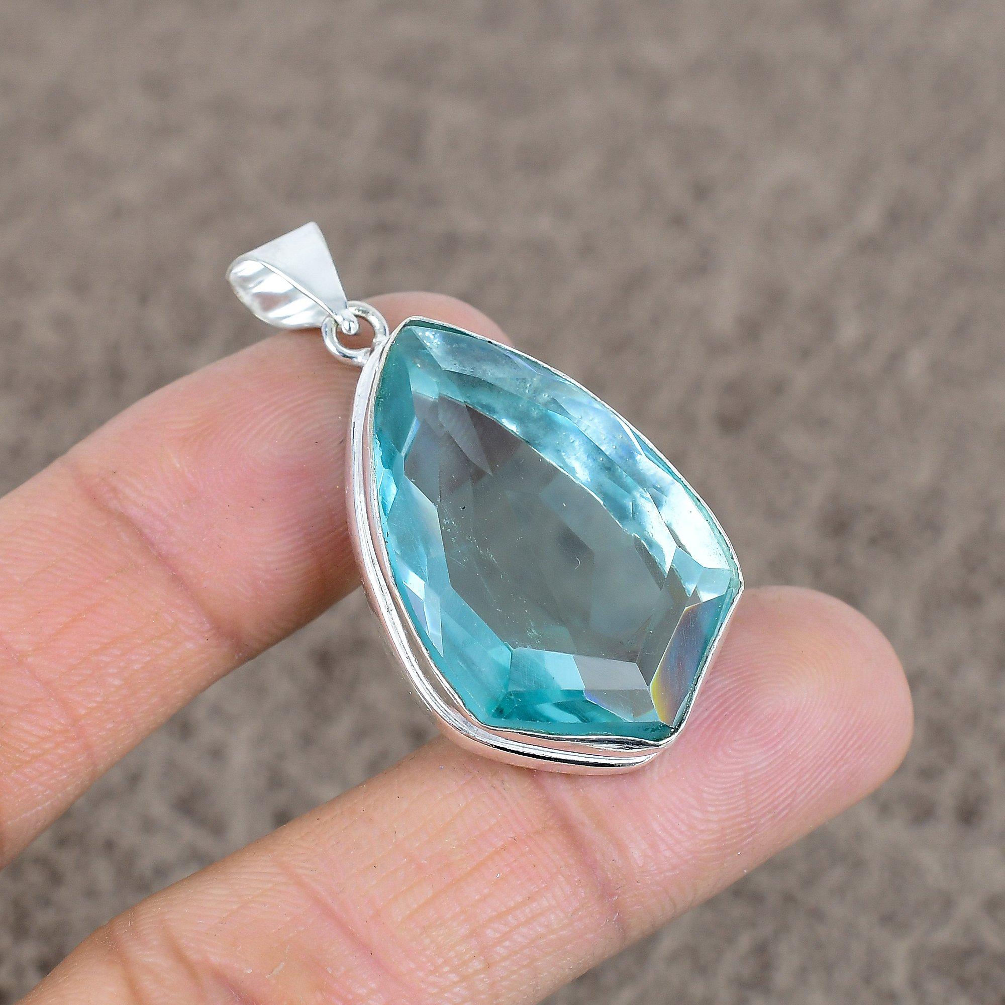 

Green Amethyst Gemstone Handmade 925 Sterling Silver Jewelry Pendant 1.81 KKG-65