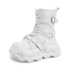Fashion 8CM Fashion Women's Leather Punk Style Ankle Boots Autumn Winter Heels Chunky Sneakers High Platform Zip Motorcycle Boots Woman