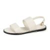 Flat-soled sandals women's summer new fashion shut-up one-word buckle strap solid color large-size sandals women
