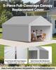 Carport Replacement Canopy, 6 x 4 m Potable Garage Tent Top Tarp with Sidewalls, UV-Resistant & Waterproof, Heavy Duty Car Shelter Tarp with Ball