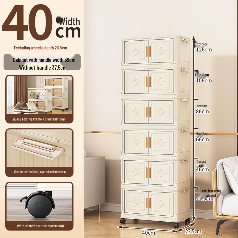

Foldable No-Installation Plastic Shoe Cabinet, Multi-Layer Floor-Standing Storage for Living Room, Bedroom, or Bedside 1-Tier without Wheels