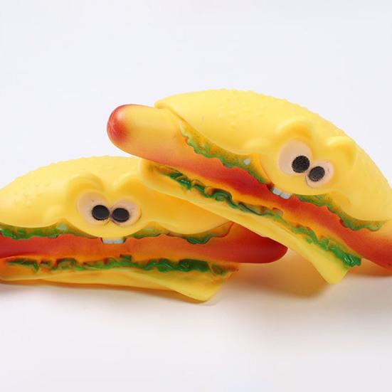 Dog Squeaky Toy Vinyl Chew Toys with Built-in Sound Realistic Burger, French Fries, and Hot Dog Toy for Interactive Play Teeth Cleaning and Anxiety
