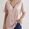 Spring Summer New Zipper Short Sleeve Shirt Women Tops Casual Love Print Pullover T-shirt Woman Fashion Elegant Loose Lady Blouse 24145