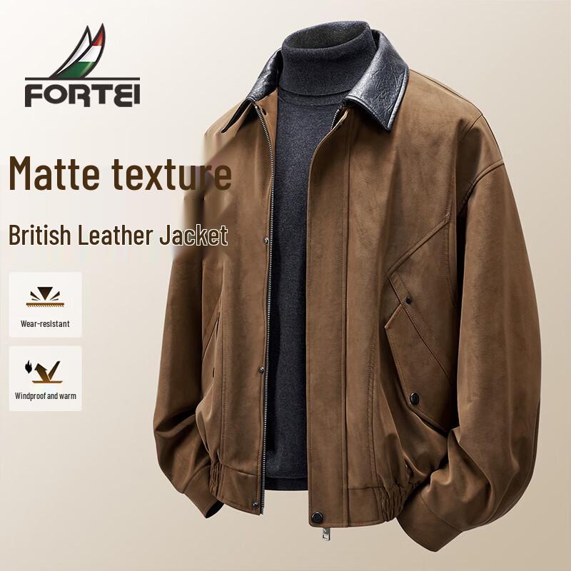 

Men s Retro Patchwork Matte PU Leather Jacket 2XL