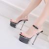 34-43 Size Sexy Super High Heels 15CM Thin Heel Waterproof Table Sandals Transparent Crystal Shoes Wedding Shoes