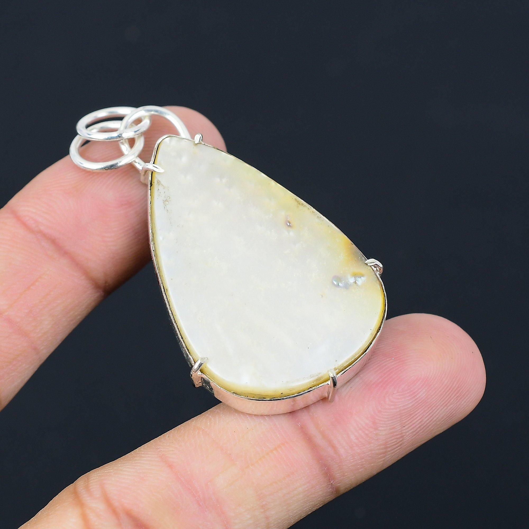 Womens day Deal Mother Of Pearl Gemstone Anniversary Pendant Jewelry 925 Silver