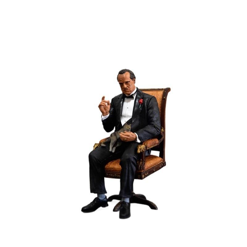 16cm The Godfather Michael Corleone Handsome Doll Hand-Made Model Sitting Posture Gesture Exchangeable Ornaments Toy Gift