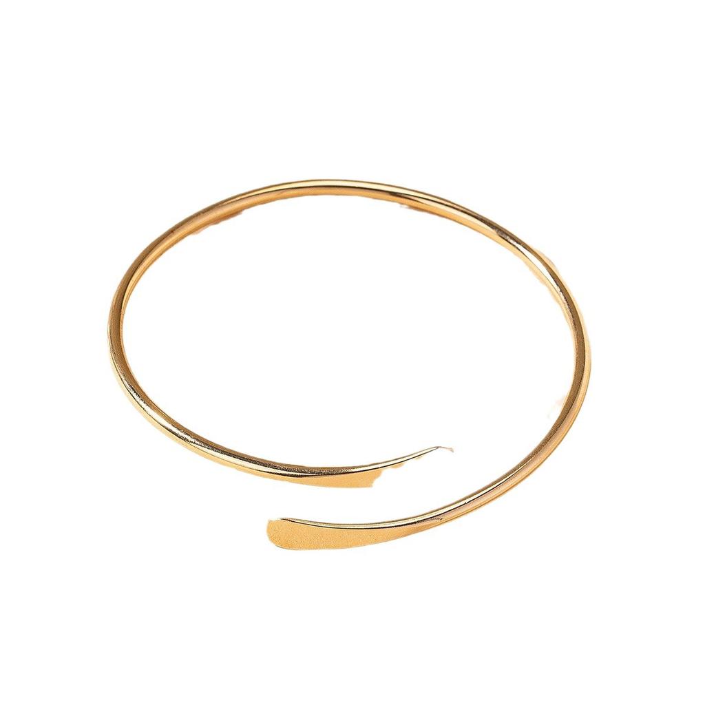 Metal Surround Two Ends Squashed Metal Open Arm Ring Bracelet Punk Simple Earrings Jewelry