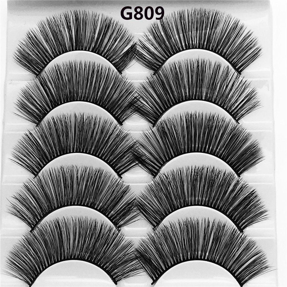 Buy SKONHED 5 Pairs Voluminous Cross Long False Eyelashes 3D Mink Hair ...