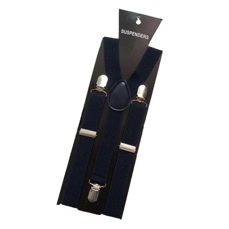 

Суцільний колір еластичні шкіряні підтяжки підтяжки чоловіки жінки чорний синій червоний регульовані ремені для весільного костюма спідниця аксесуари подарунок Темно-синій