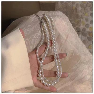 Meier Vintage Court Style Double-layer Pearl Necklace ~ High-end Versatile Hong Kong Style Ins Neck Chain Choker Collar Clavicle Chain