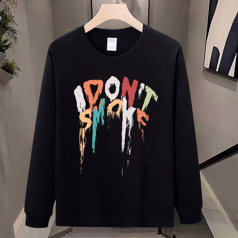 Trendy Brand High-End Men'S T-Shirt Casual Top Crew Neck Couple Print Long-Sleeved Shirt Sweater