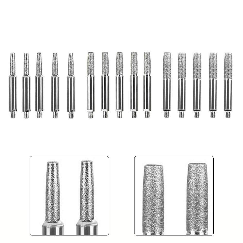 5pcs Diamond Coated Carbide Burrs for Chainsaw Chain Sharpening Jig, Cylindrical Grinding Heads 4.0/4.8/5.5mm, 6mm Shank, Silver