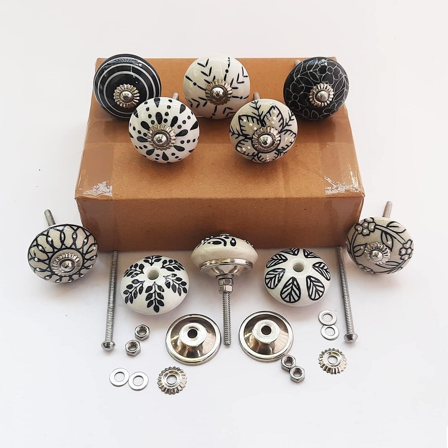 

Винтажные расписанные вручную керамические ручки-пуговицы для кухонного шкафа, двери и ящика, гардероба, буфета (Набор из 10)