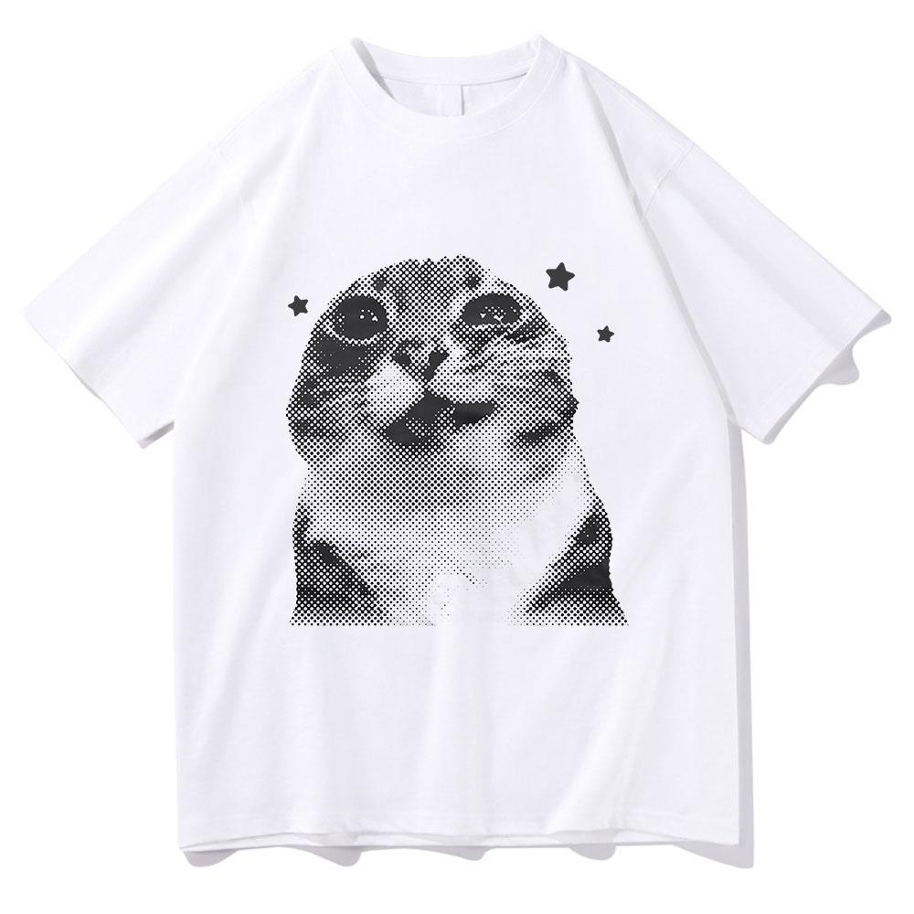 Y2k Retro Freaky Cat T Shirt Kawaii Unisexunisex Clothing Cotton Clothes Graphic Tops For Cat Lover Gifts Hight Quality T Shirts
