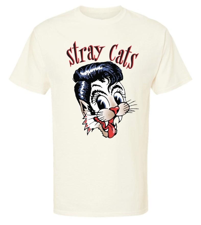 Stray Cats Airbrush Cat Tee - Natural Size S-5XL Reprint Unisex T-Shirt L