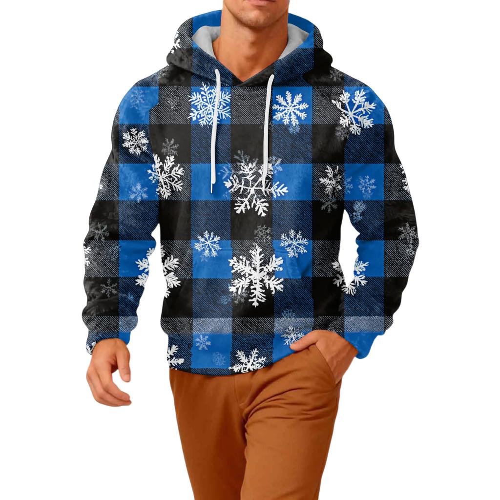 Men's Long-Sleeve Casual Flannel Hooded Sweatshirt