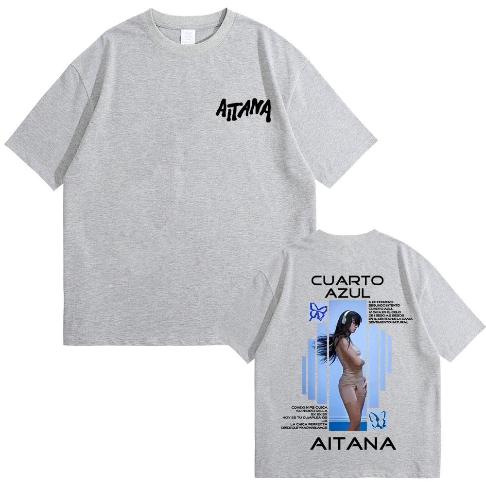 Singer Aitana Cuarto Azul Album Graphic Tshirt Men Women Fashion Pop Music T Shirts Unisex Cotton Casual Oversized Streetwear