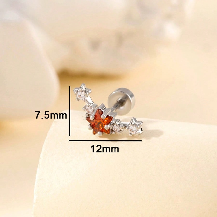 

Шарм Вигнуті Сережки Нішеві Сережки Високоякісні Сережки П ятикутна Зірка Модні Мінімалістичні Сережки з Титанової Сталі червоний