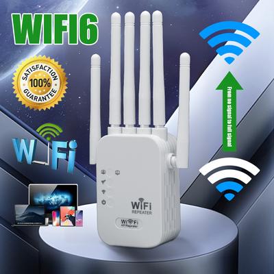 2024 Prolongateur WIFI le plus puissant, amplificateur de signal, prise en charge du WIFI6, jusqu'à 1200 Mbps, six signaux de réception d'antenne puissants, mode AP, prise en charge des ports Ethernet
