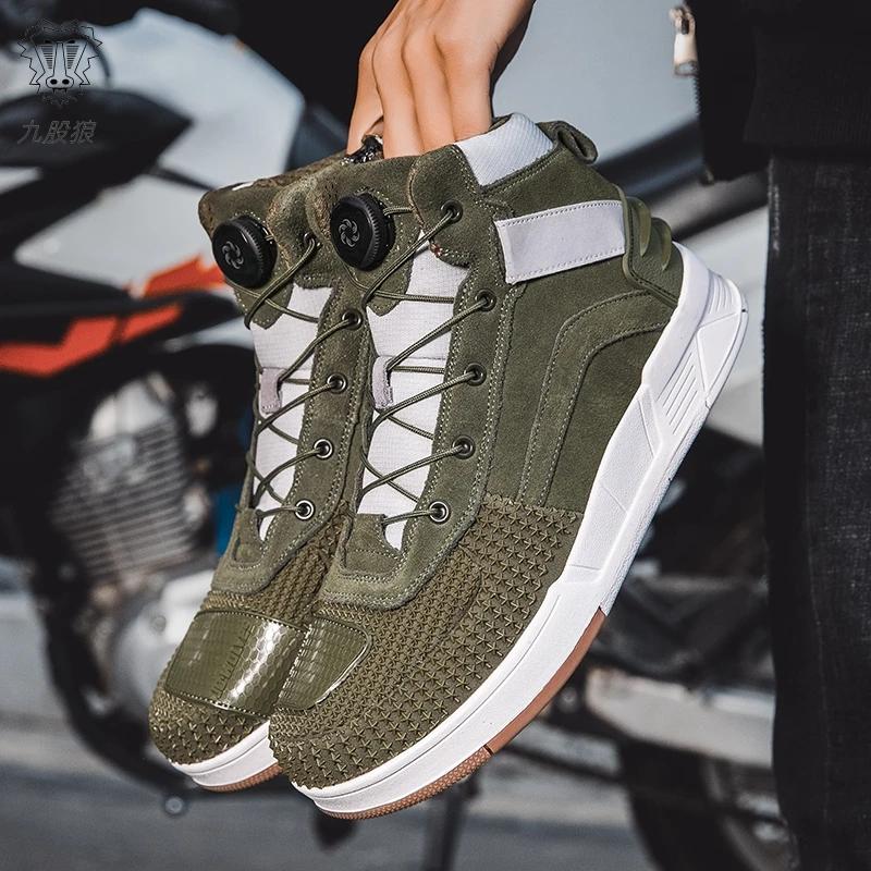 Motorcycle Riding Shoes Summer Motorcycle Boots Casual Shoes Ultrafine Fiber Leather Motorcycle Cross-Country Riding Boots