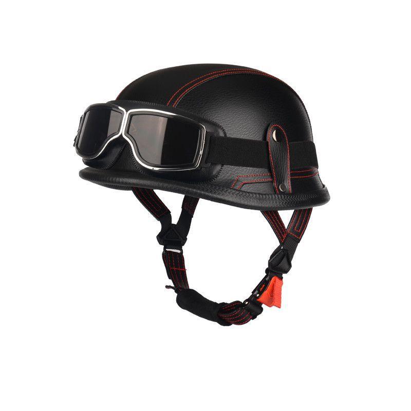 Pedal German Steel Helmet Cruise Retro Half Helmet Harley Men Motorcycle Helmet Motorcycle Floating Helmet Soldier Steel Helmet Leather Helmet