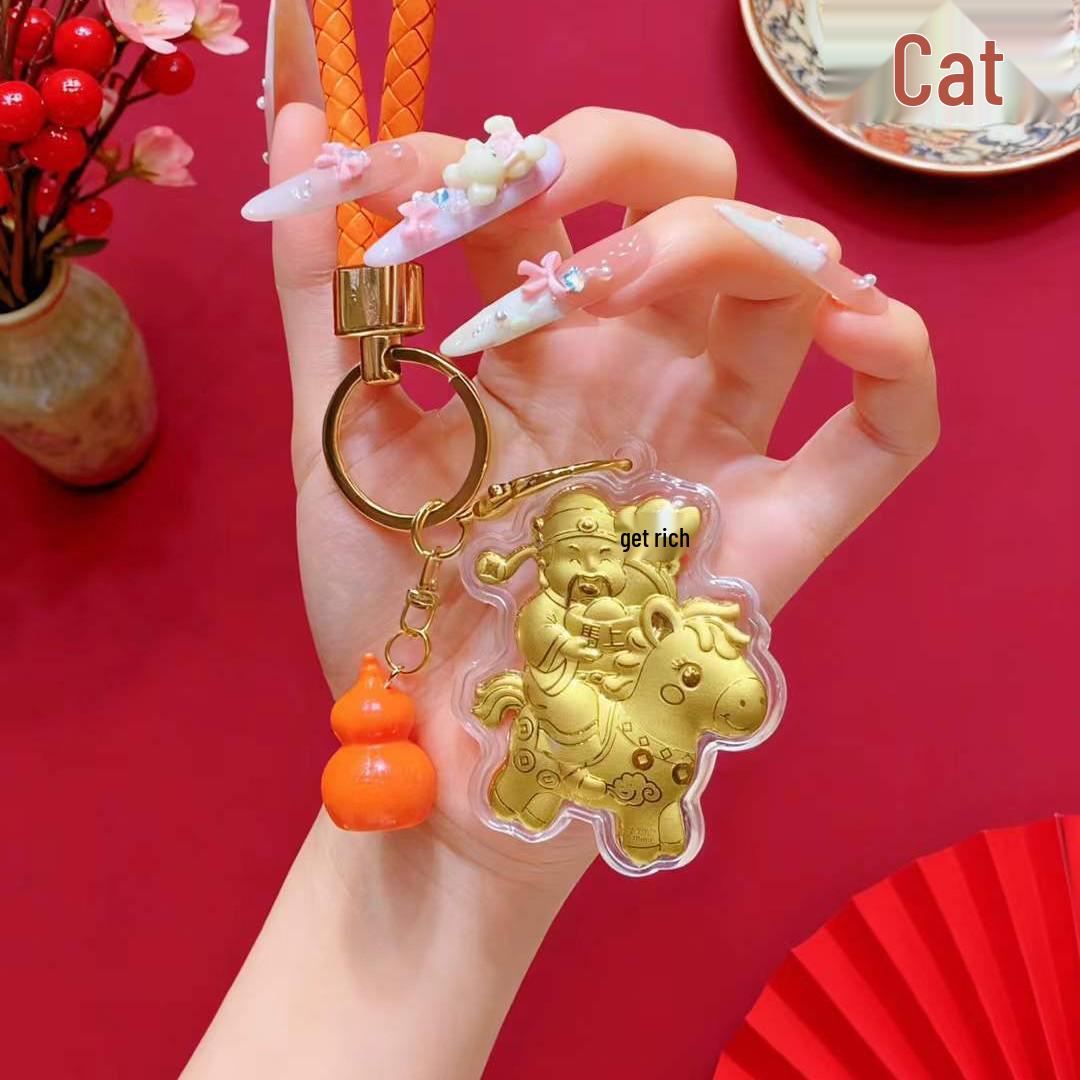 Year of the Horse Wealth God Gold Keychain Horse Pendant - New Year Gift