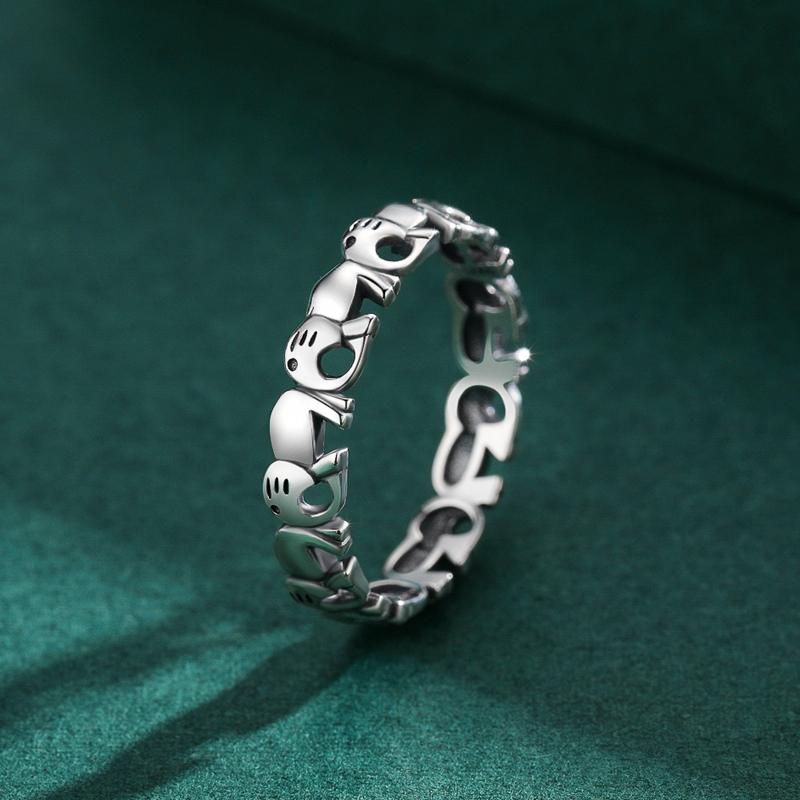 MODIAN 925 Sterling Silver Animal Stohovatelné Sloní ženské kouzlo Roztomilý prsten na prst pro ženy Jemné šperky