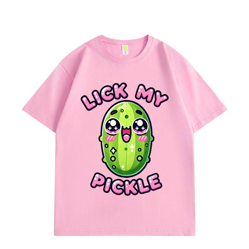 Lick My Pickle Lustiges Meme T-Shirt Streetwear Harajuku Y2k Kurzarm T-Shirts Herren Damen Freizeit Oversized T-Shirts