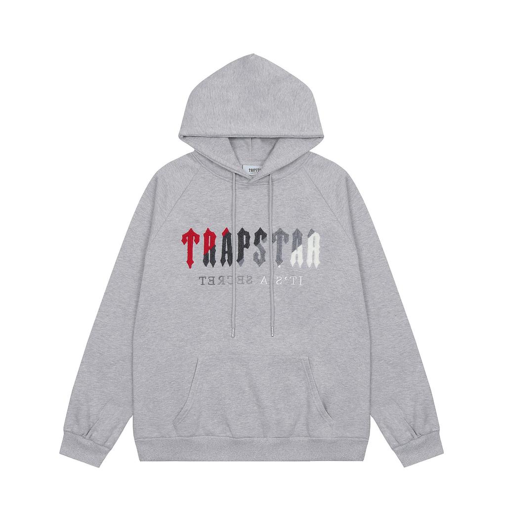 Trapstar Trendy Embroidered Hoodie Set: Unisex High Street Style with Plus Velvet Lining.