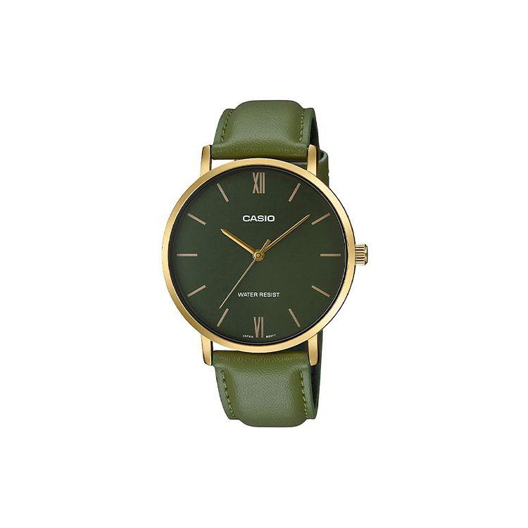 Casio Standard Series Fashion Business Casual Minimalist Classic Pointer Series Waterproof Quartz Movement Genuine Leather Strap MTP-VT01GL-3B