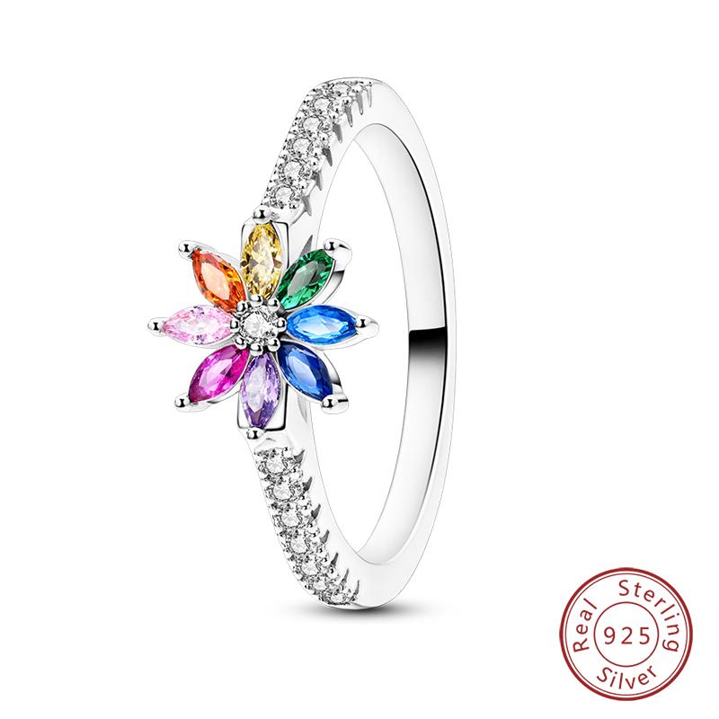 Rings For Women 925 Silver Heart Shaped Cross Crown Rings Sparkling Colorful Zircon Wedding Engagement Jewelry Gifts
