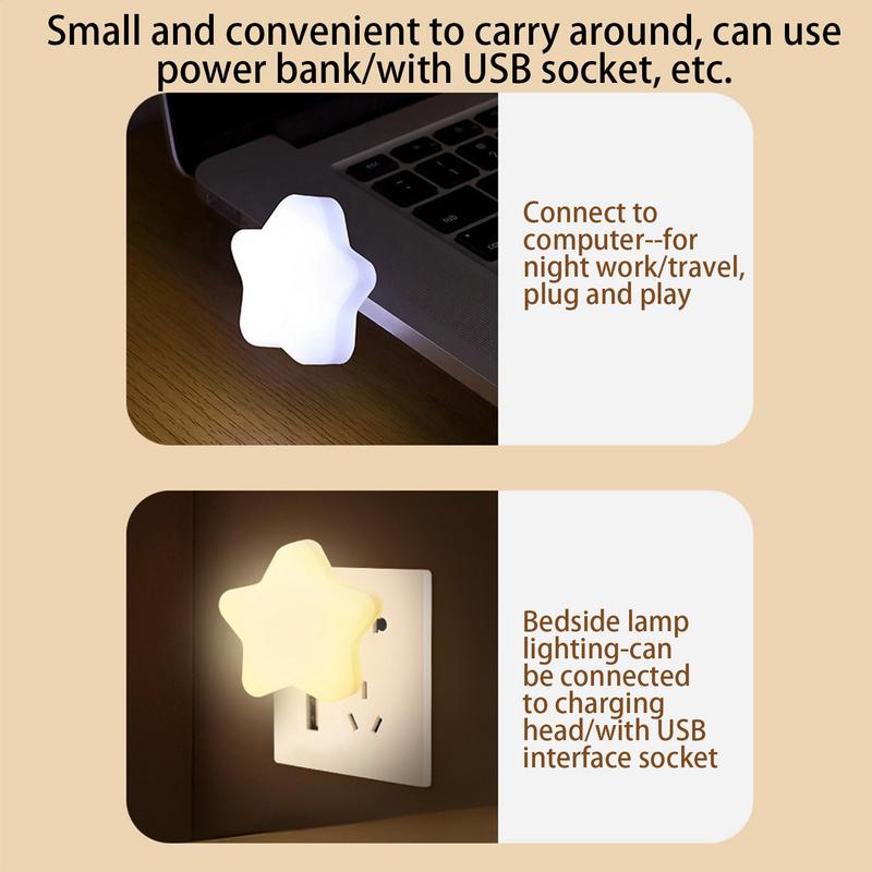 USB Night Light Star Shape Night Lamps for Kids USB Charging Cute Star Lamp 2 Colors Light Up Decor for Bathroom Bedroom Wall