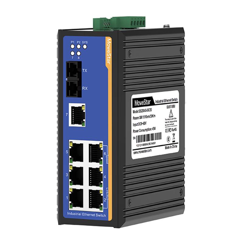 MoweStar Industrial Unmanaged Fast Ethernet DIN-Rail Switch