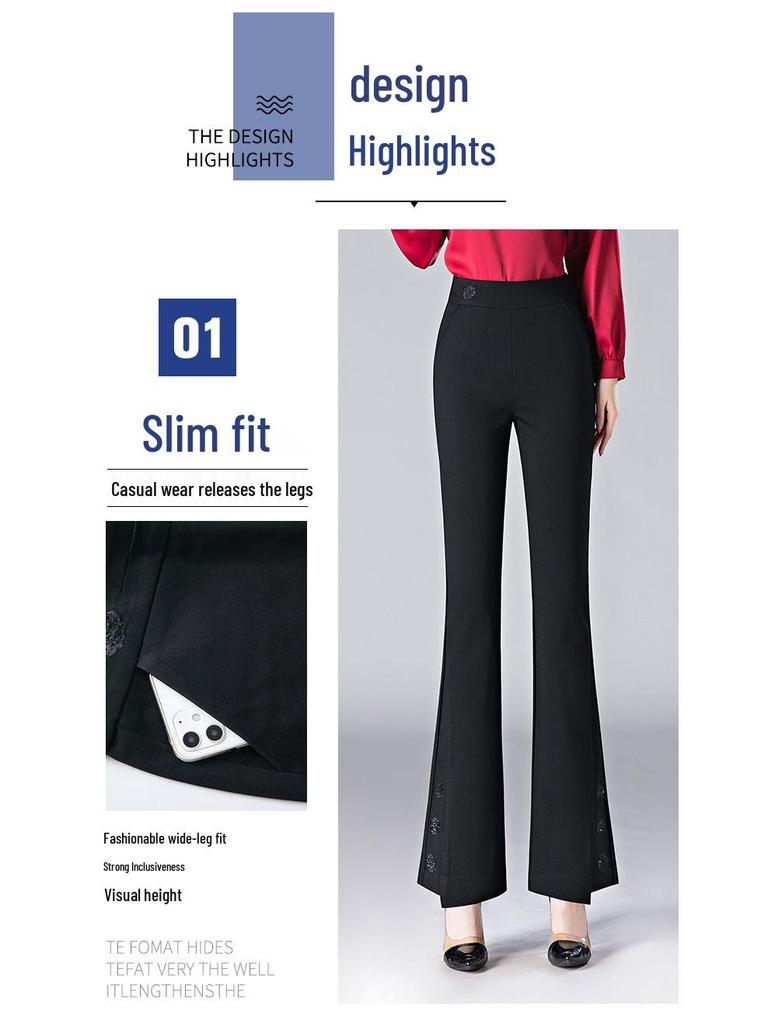 Women's Micro Flare High Waist Elastic Pants - Slimming, Fashionable, Casual Spring/Summer Trousers for Middle-Aged Moms (5X).